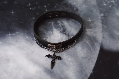 Strange Sugar - Gothic Lolita Cross Leather Choker