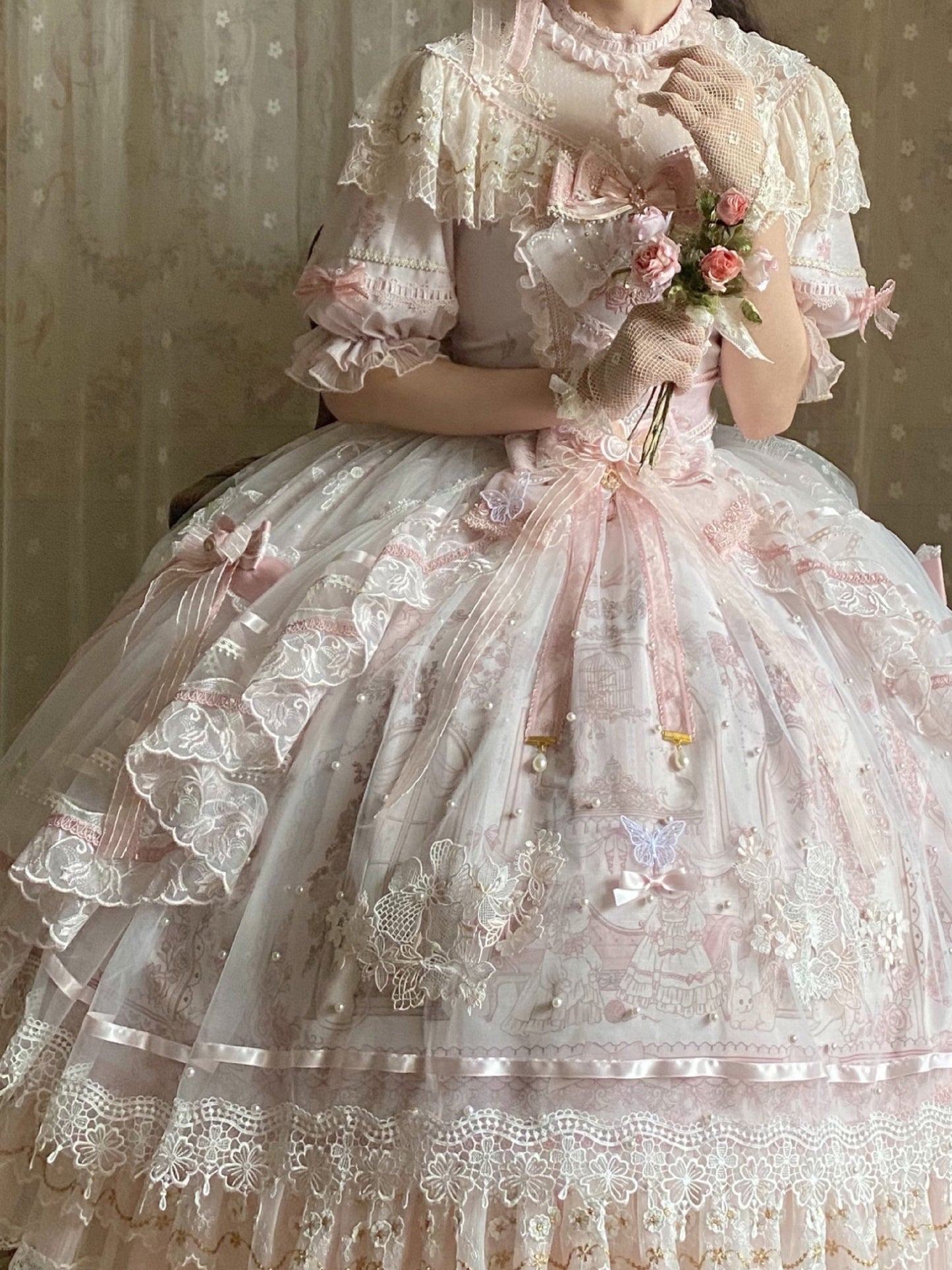 Garden Cat - Sunset Realm Lolita Bride Gorgeous OP FS