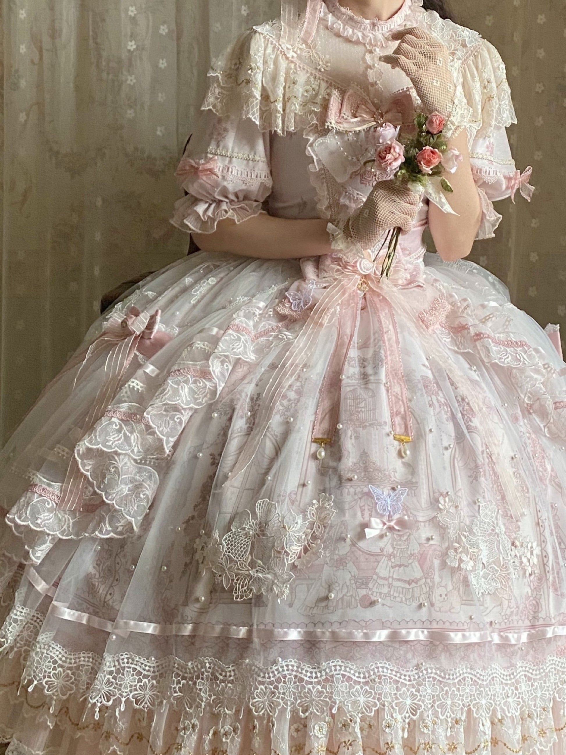 Garden Cat - Sunset Realm Lolita Bride Gorgeous OP FS