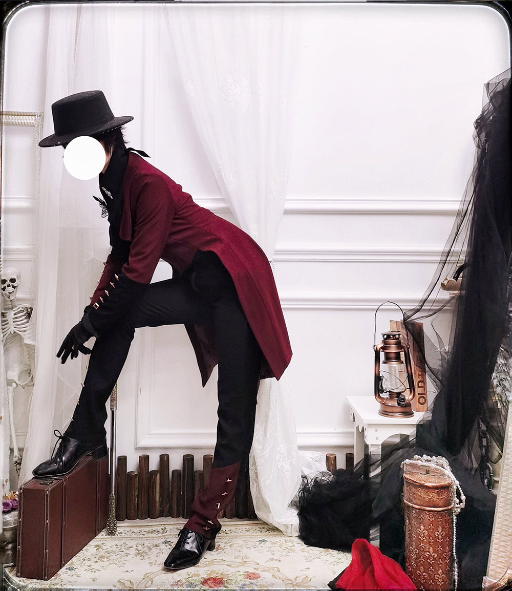 Princess Chronicles - Red and Black - Retro Ouji Lolita Handsome Black Pants