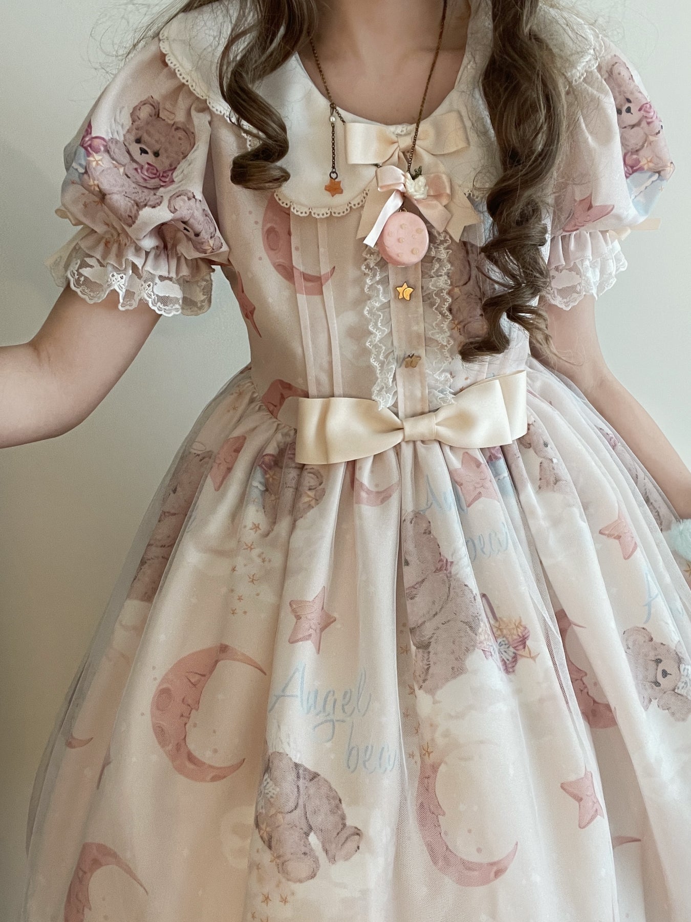 Polaris Lolita - Starry Wish Bear 2.0 - Kawaii Lolita OP Dress with Short Puffy Sleeves