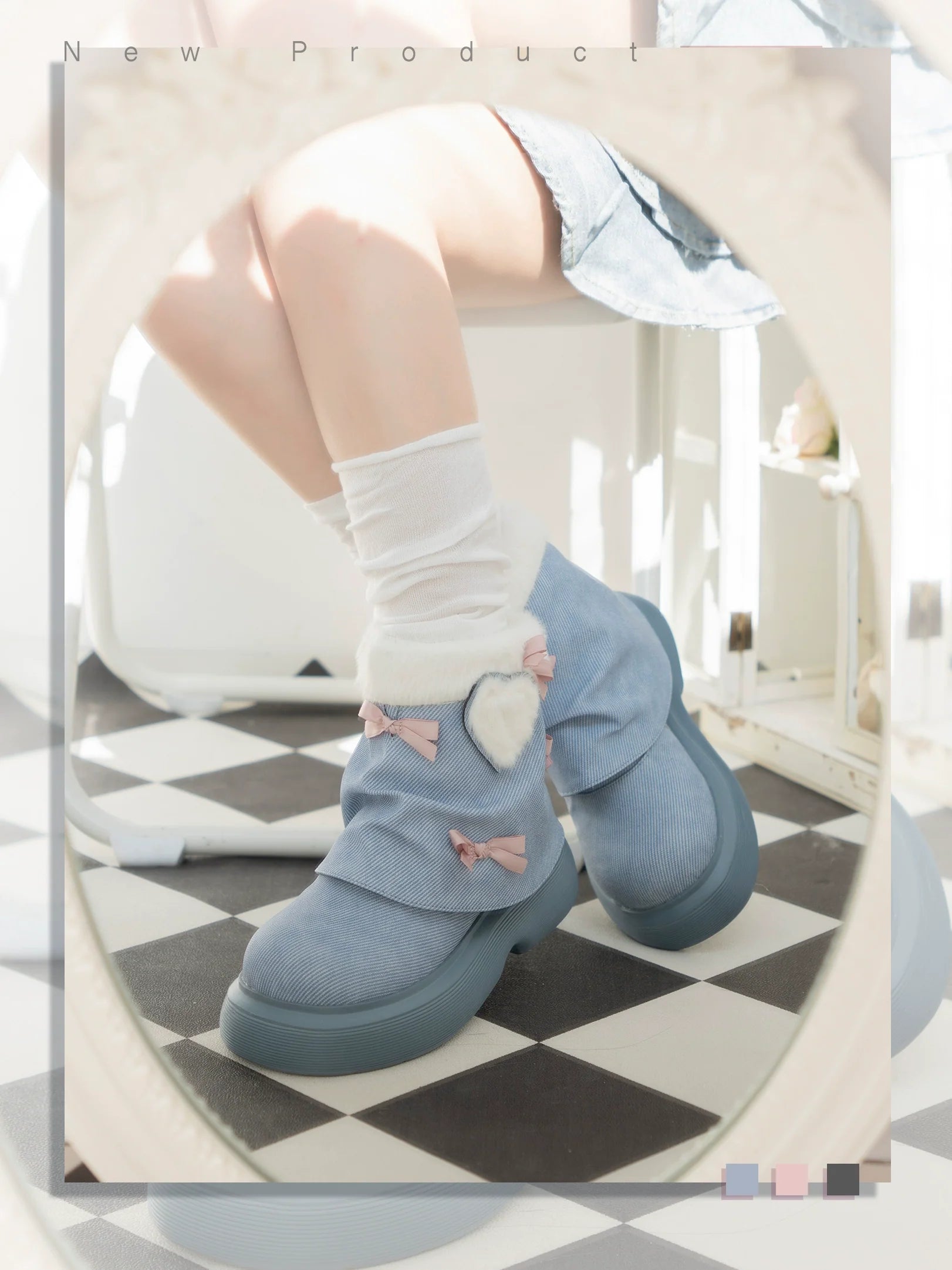 Dolly Doll - Ponyo - Winter Casual Lolita Boots Bow Thick Sole Shoes