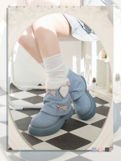 Dolly Doll - Ponyo - Winter Casual Lolita Boots Bow Thick Sole Shoes