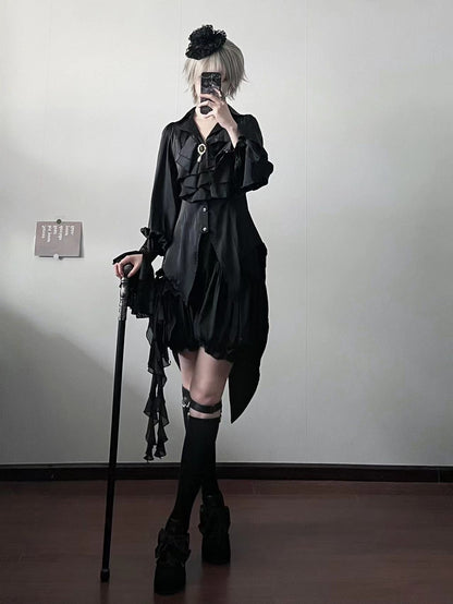 Muppet Mind Ben - Dream - Ouji Lolita Blouse Elegant V-neck Swallowtail Hem Shirt