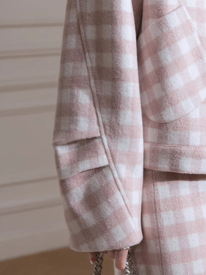 Plaid jacket + skirt【s0000007221】