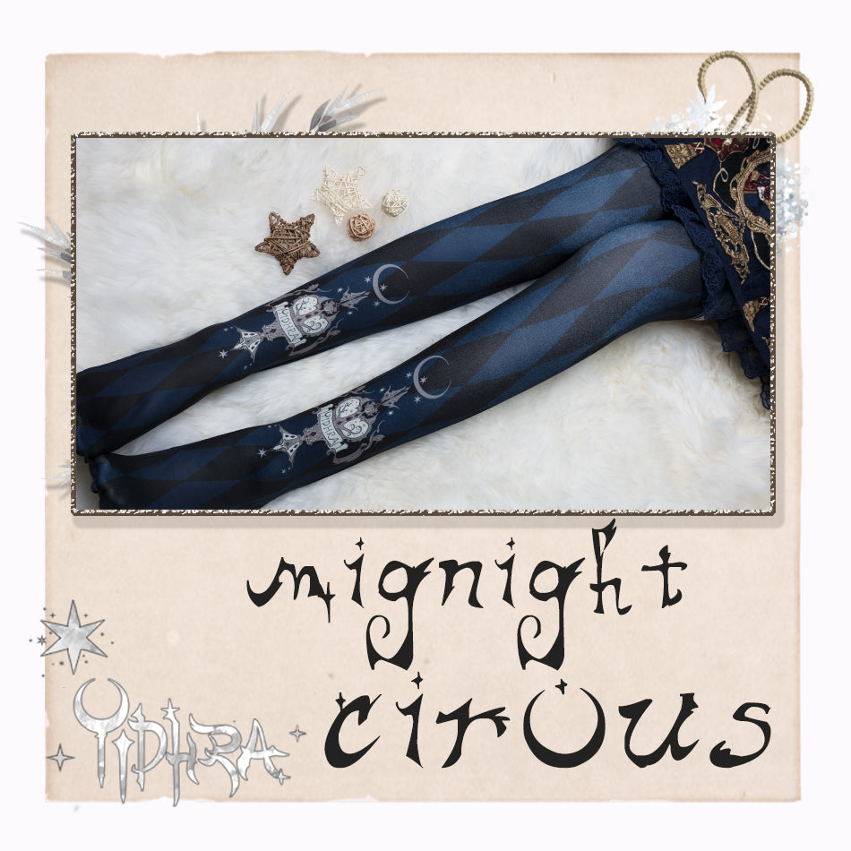 Yidhra - Midnight Circus - Argyle Digital Print Lolita Tights