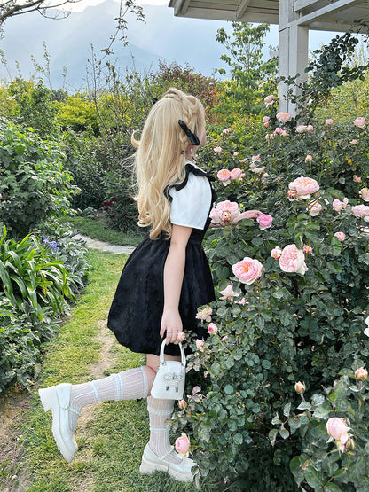 Yingtang - Plus Size Lolita Dress Set Short Sleeve Shirt