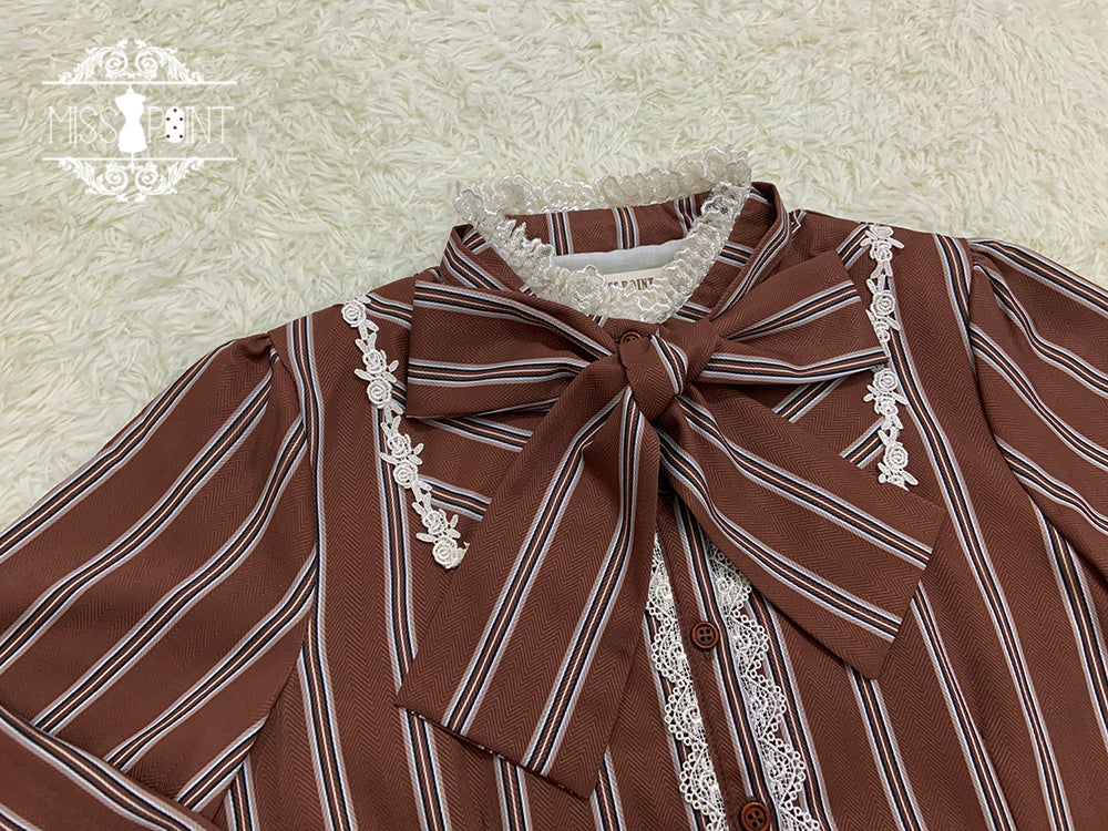 Miss Point - Chocolate Daily Light Sweet Stripe Lolita Blouse