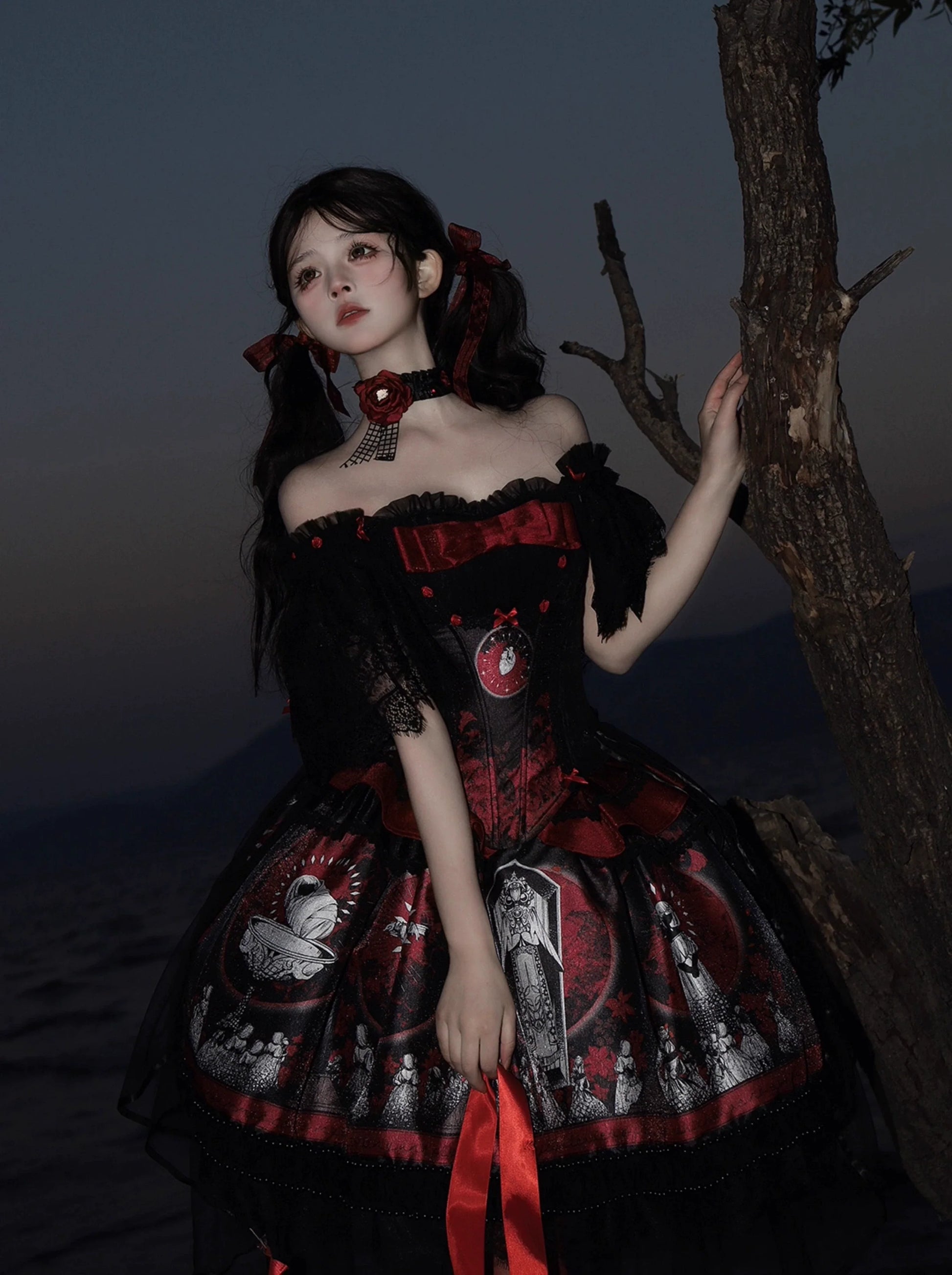 Caged Bird Hotel - Eclipsed Moon Gallery - Plus Size Halloween Gothic Lolita Skirt & Bodice Set