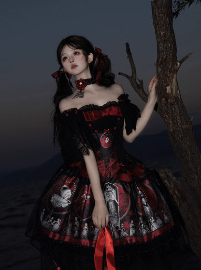 Caged Bird Hotel - Eclipsed Moon Gallery - Plus Size Halloween Gothic Lolita Skirt & Bodice Set