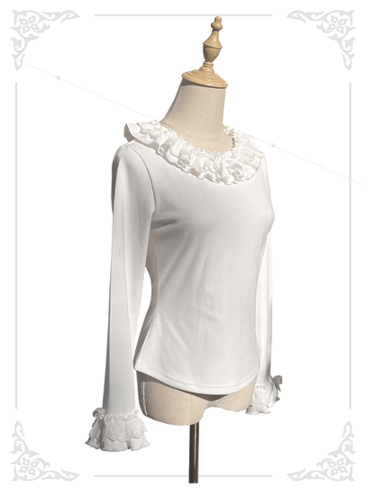 ZhiJinYuan - Heart Flutters - Winter Lolita Base Shirt Low-cut Neckline Lolita Innerwear