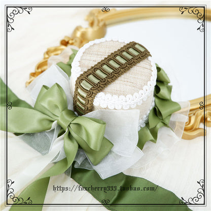 Fox Cherry - Elegant Grass Green Lolita Bow Headdress