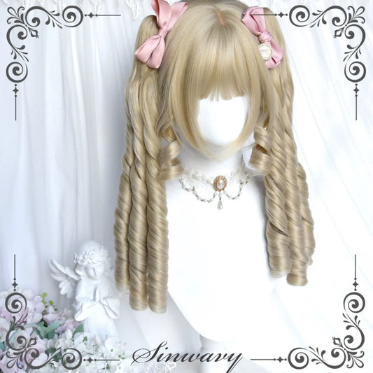 Sinwavy - Retro Lolita Wigs Beige Gold Roman Roll Wig