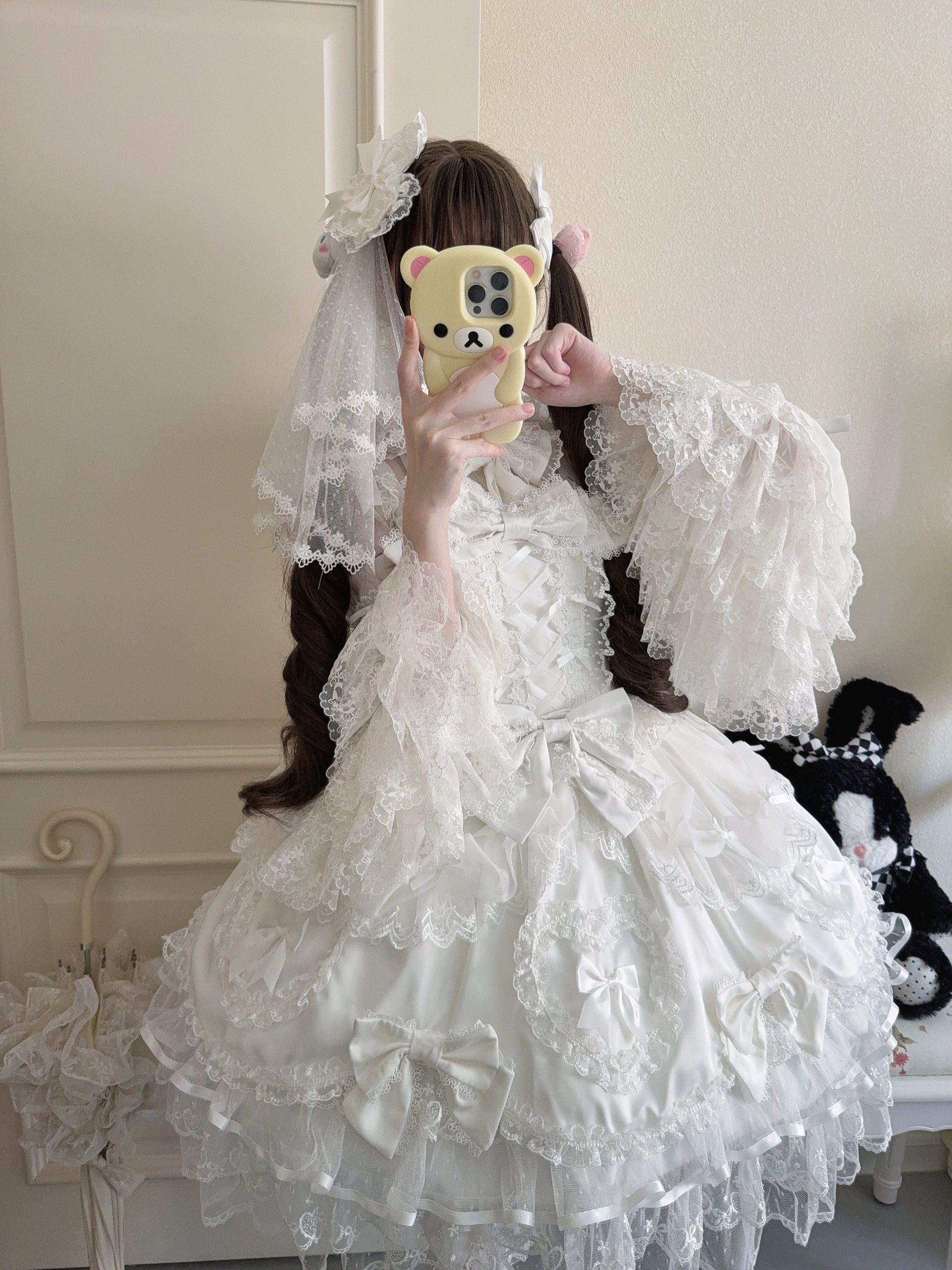 Sugar Girl - Velvet Sweetheart - Doll-like Sweet Lolita Jumper Dress, Bow Accents