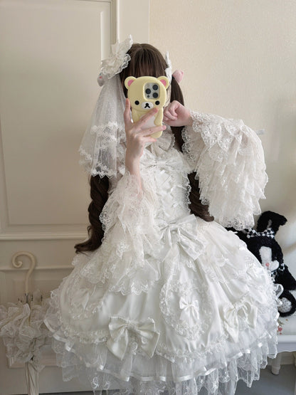 Sugar Girl - Velvet Sweetheart - Doll-like Sweet Lolita Jumper Dress, Bow Accents