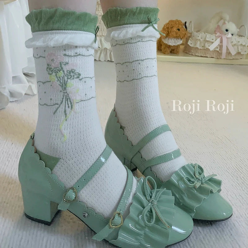 Roji Roji - Spring Floral - Sweet Cotton Lolita Ankle Socks