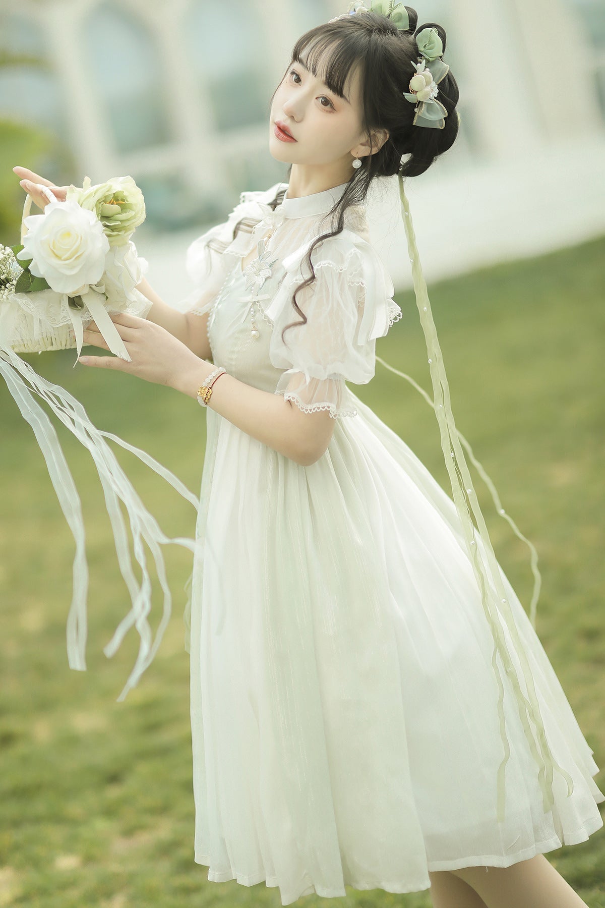 Cornfield Lolita - Wind Singing Lily - Qi Lolita Embroidered Dress Suit