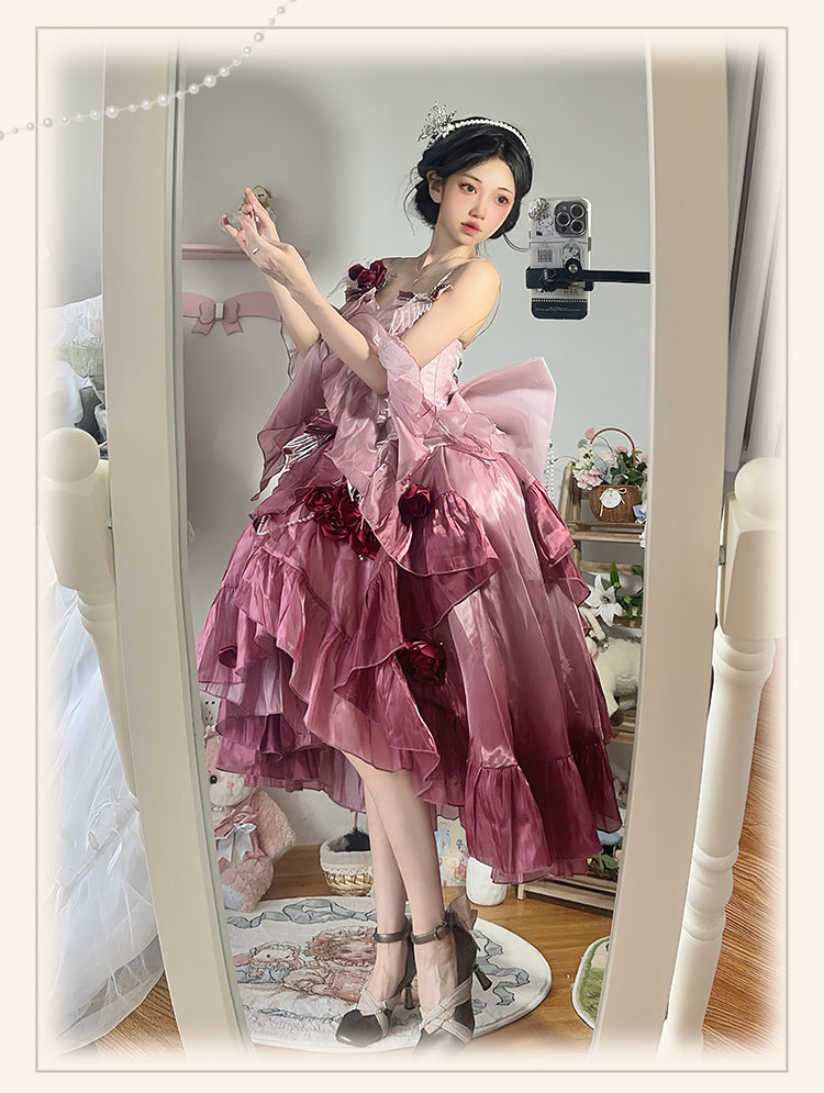 Meowing and Fruity - Swan Wonderland - Fairy Lolita JSK with High-Low Hem