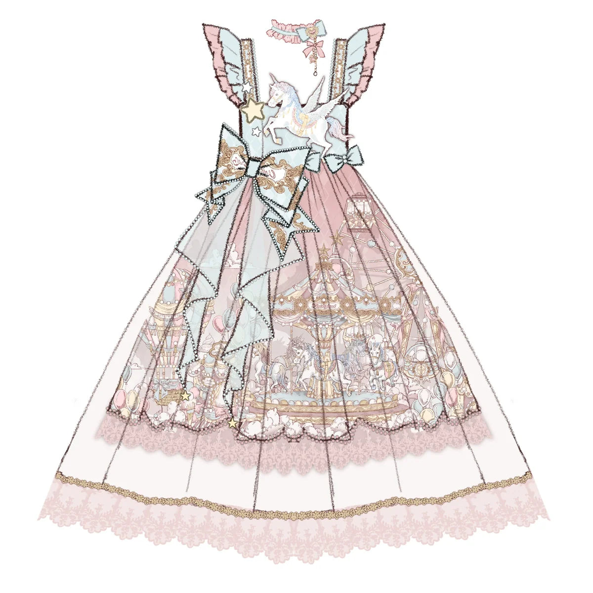 Designer Gift - CloudPlay - Sweet Lolita JSK Dress, Carousel Print