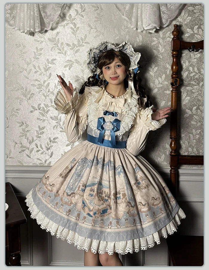 Alice Girl - Sea Salt Fairytale - Sweet Lolita Blouse Short Puff Sleeves Lolita Shirt
