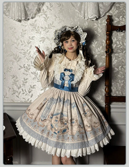 Alice Girl - Sea Salt Fairytale - Sweet Lolita JSK Doll-like Lolita Printed Dress