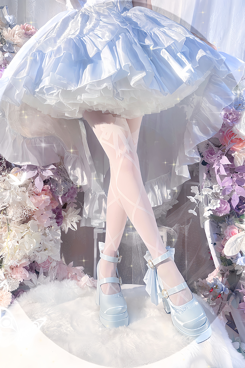 Dreamland - Floating Dream Lily - Elegant Lolita High Heel Shoes, Detachable Bow