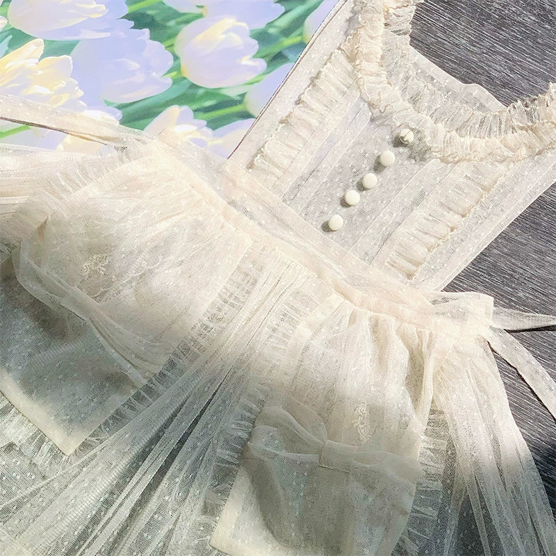 With PUJI - Letter and Poetry - Classic Lolita JSK Suit Four-tiered Twins Dress