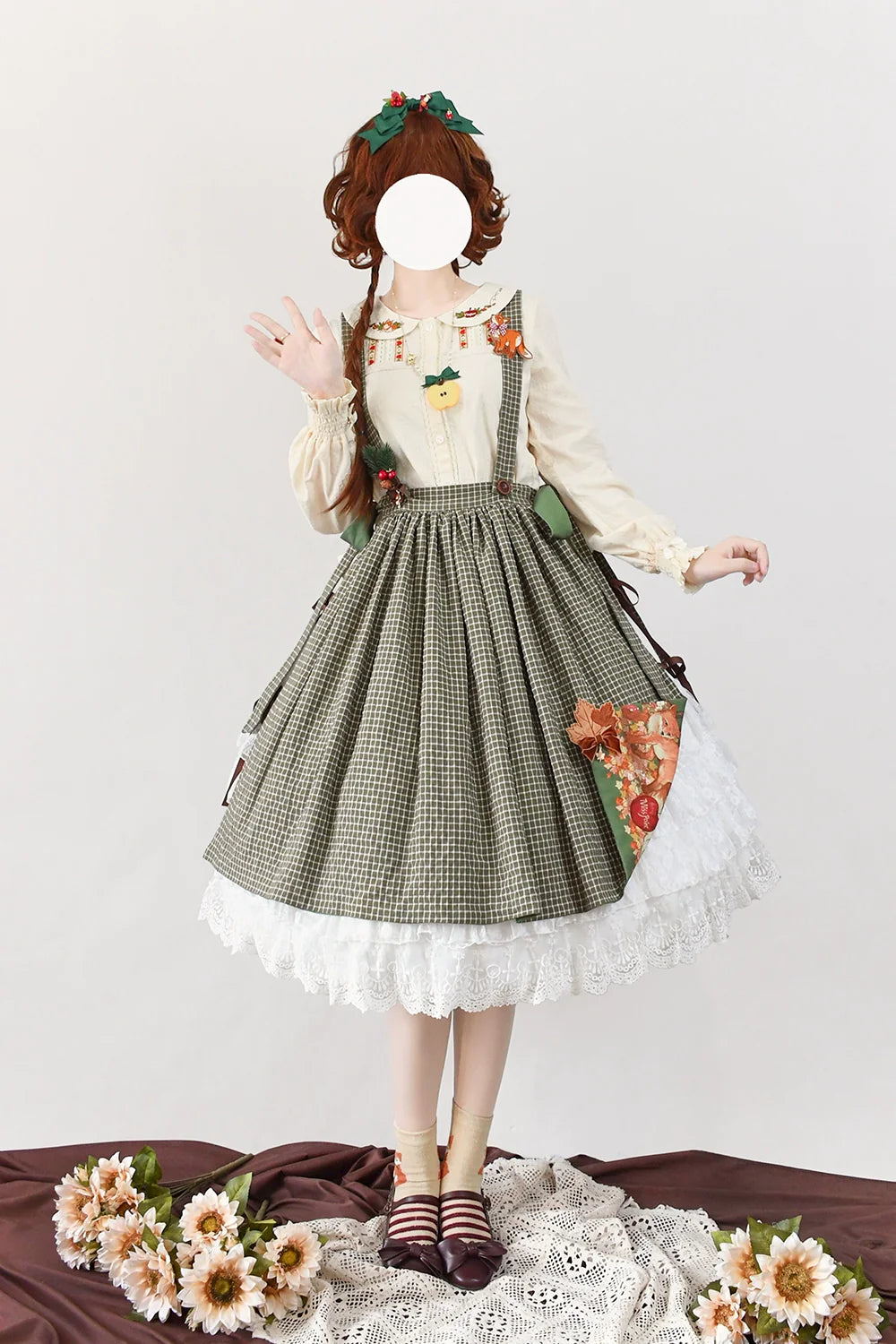 Miss Point - Chubby Fox in the Forest - Sweet Lolita Shirt Embroidered Collar Customized Blouse