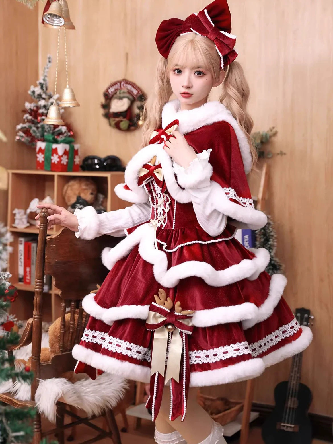 Matutu - Sweet Lolita JSK Suit Christmas Lolita Cape and Dress