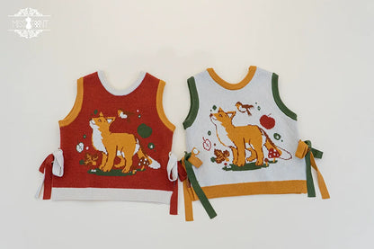 Miss Point - Chubby Fox in the Forest - Kawaii Lolita Vest Customized Lolita Sweater