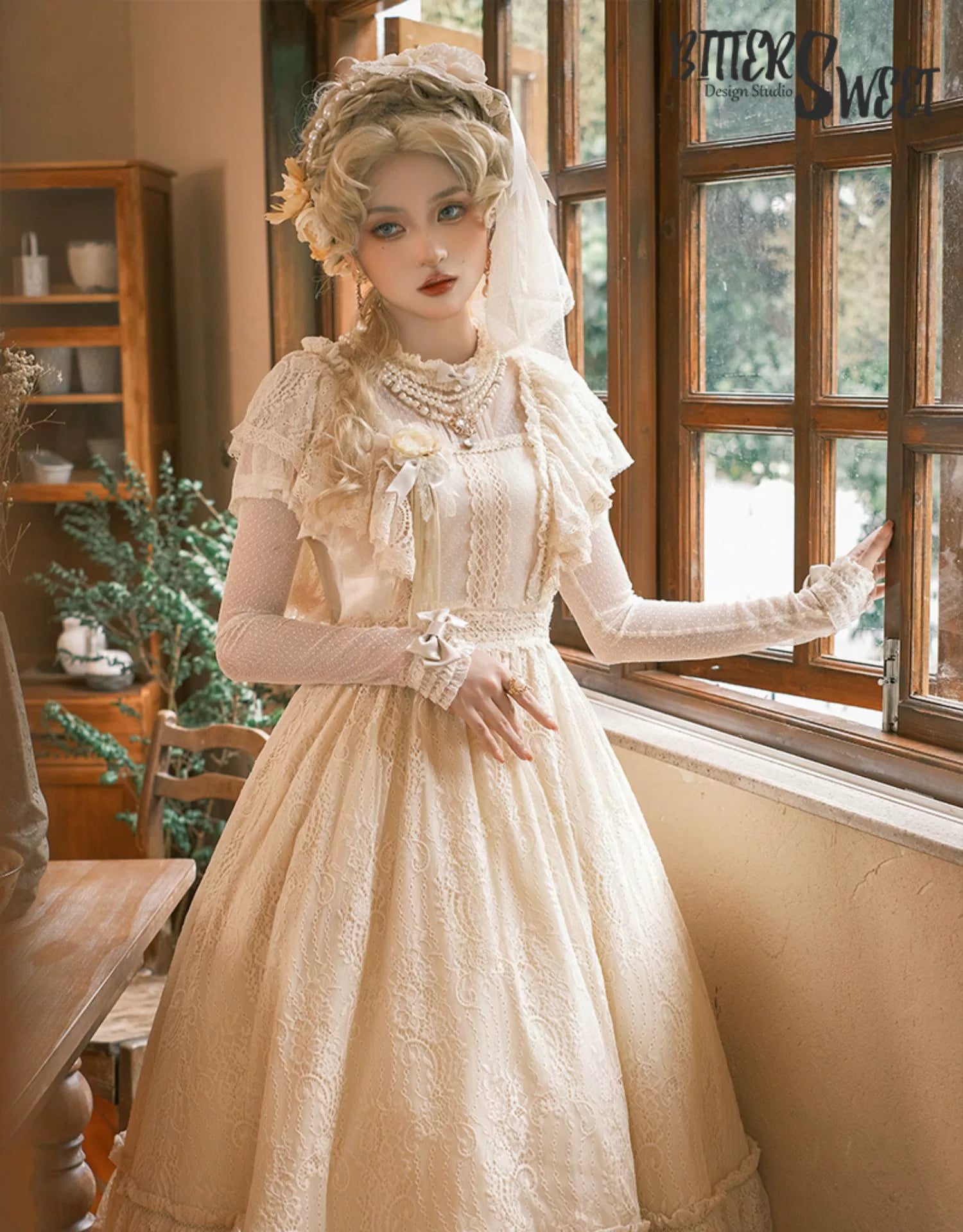 BittterSweet - Vintage Lolita OP Dress Old School Lace Long Dress