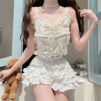 Sugar Girl - Daily Lolita Bloomers Anti-Exposure Pink Ruffle Safety Shorts