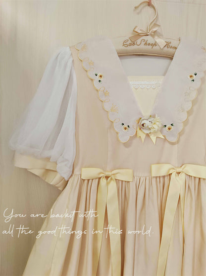 EESSILY - Afternoon Courtryard - Kawaii Lolita Summer Embroidery OP