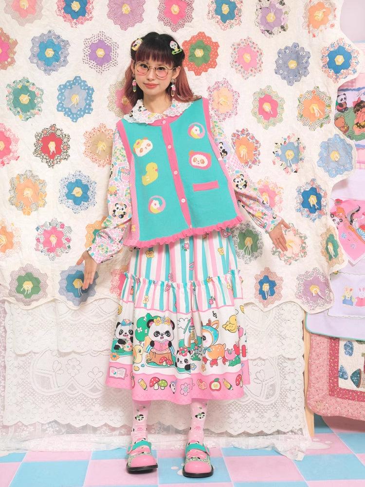 Striped print long skirt【s0000007680】