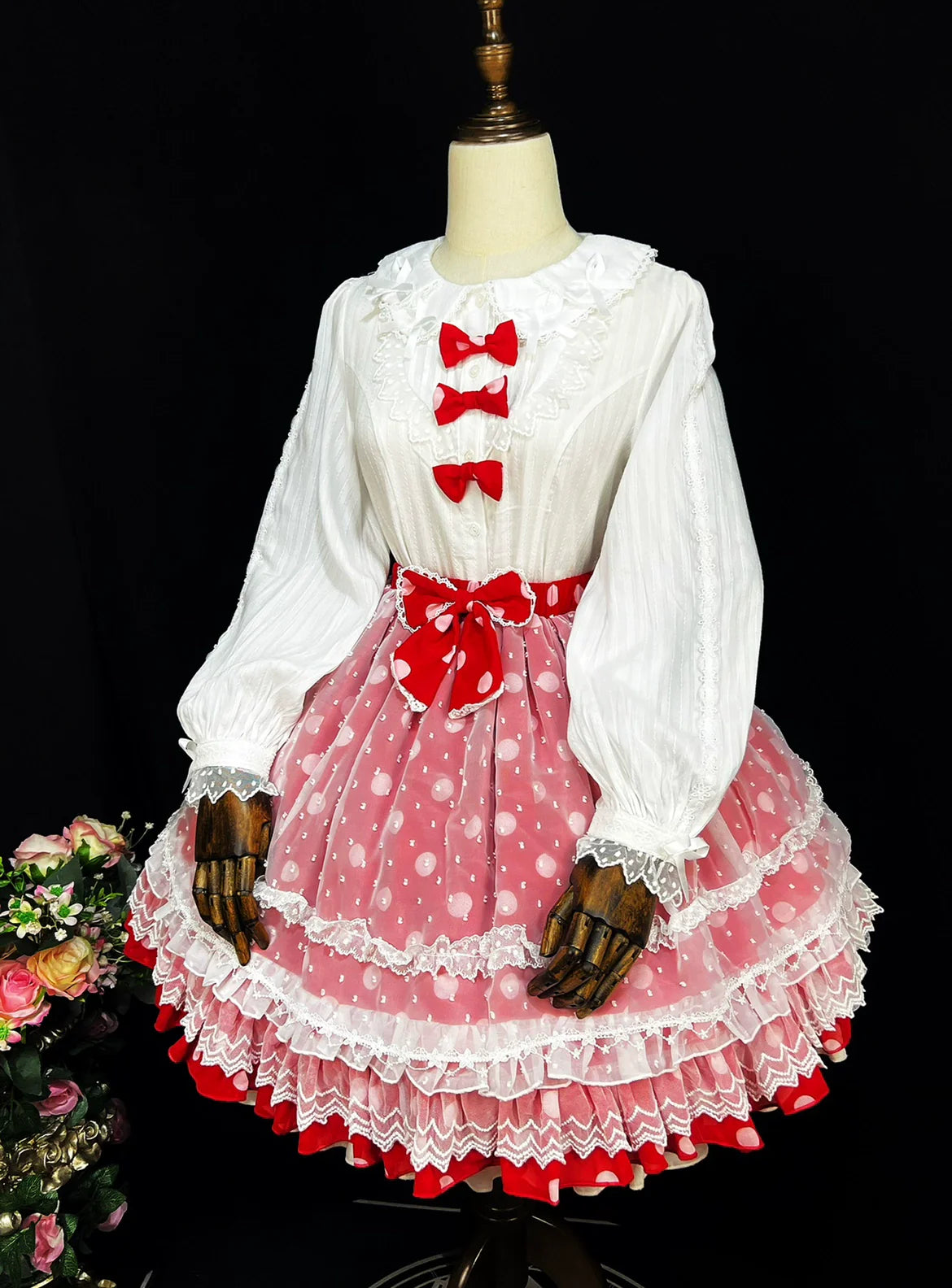 DMFS Lolita - Shank Lollipop - Cotton Lolita Blouse Doll Collar Bow Sweet Inner Top
