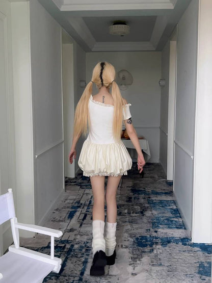 Printed off-the-shoulder dress【s0000009338】