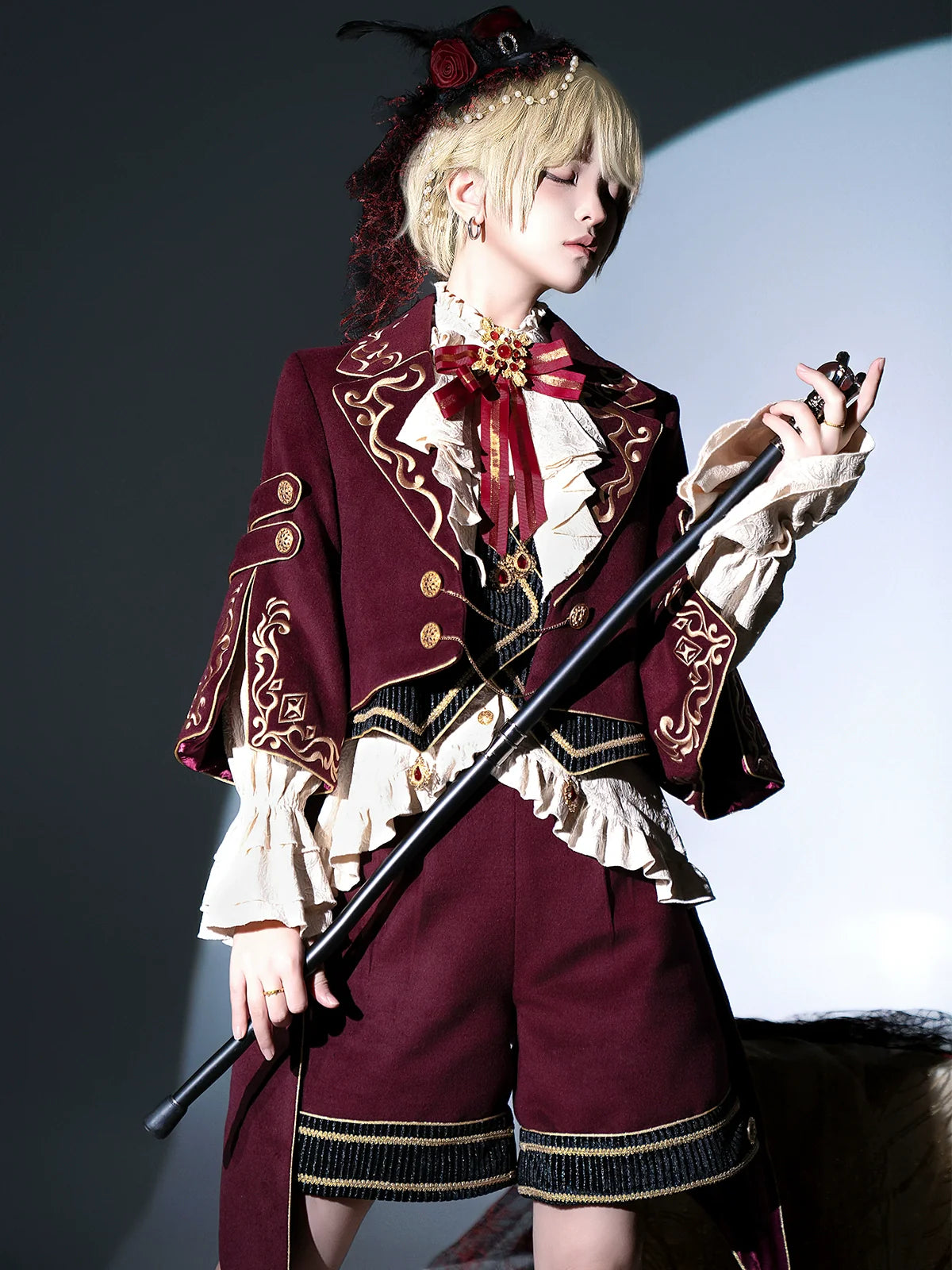 Letters from Unknown Star - Heir - Ouji Lolita Shorts Set Military Prince Lolita Coat and Blouse