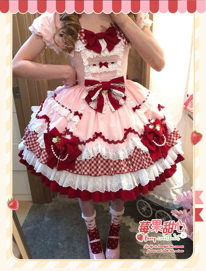 Sakurahime - Berry Sweetheart - Sweet Lolita OP Suit Old School Lolita Dress and Top Hat