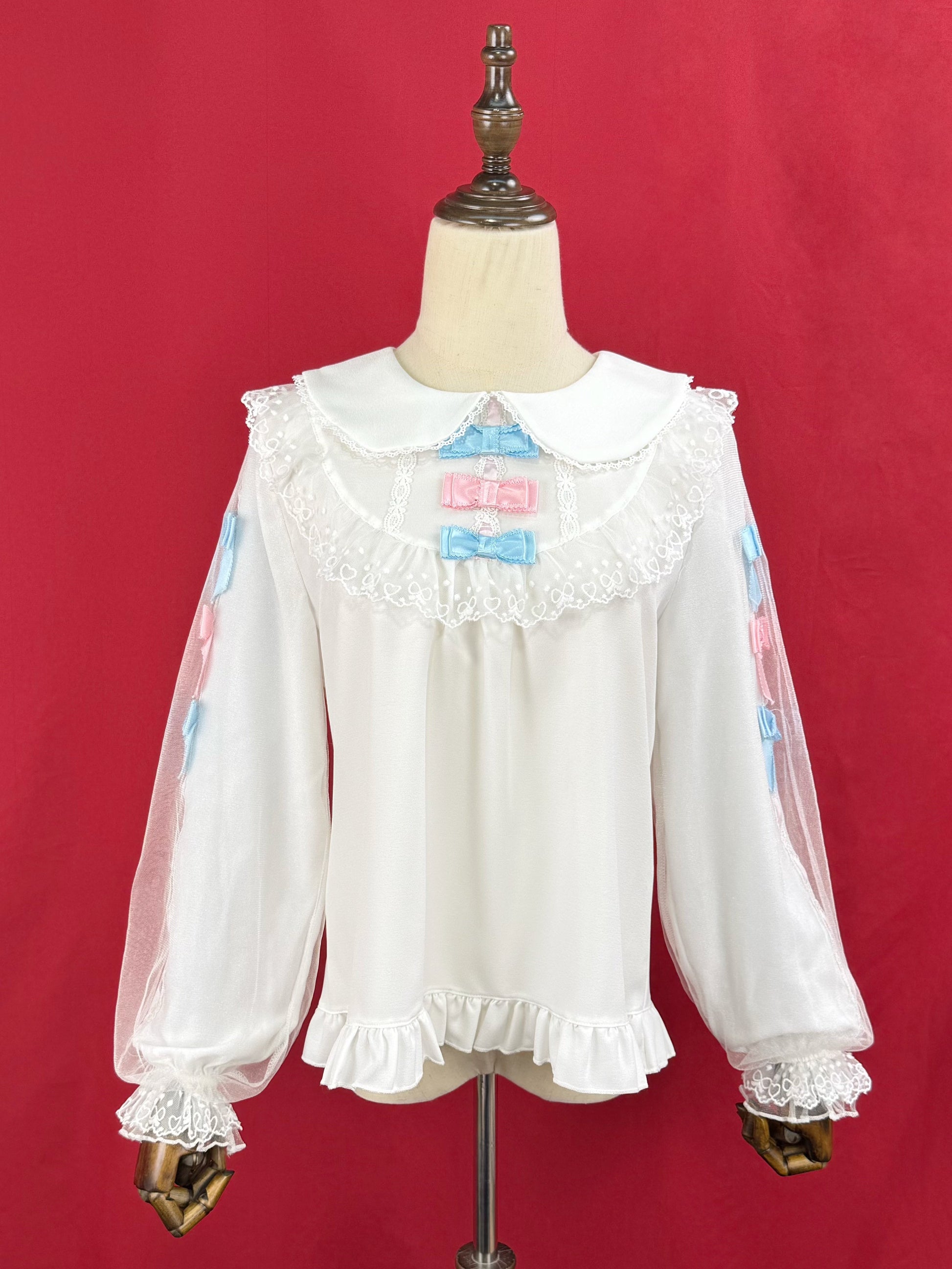 DMFS Lolita - Sweet Lolita Blouse with Double-Layered Tulle Lantern Sleeves