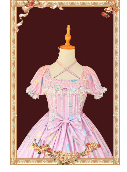 Infanta - Macaron Dolly House - Sweet Lolita OP Printed Dress, Side Zipper