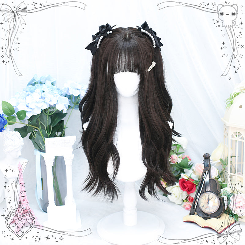 Dalao Home - Daily Long Curly Wavy Black Tea Lolita Wig