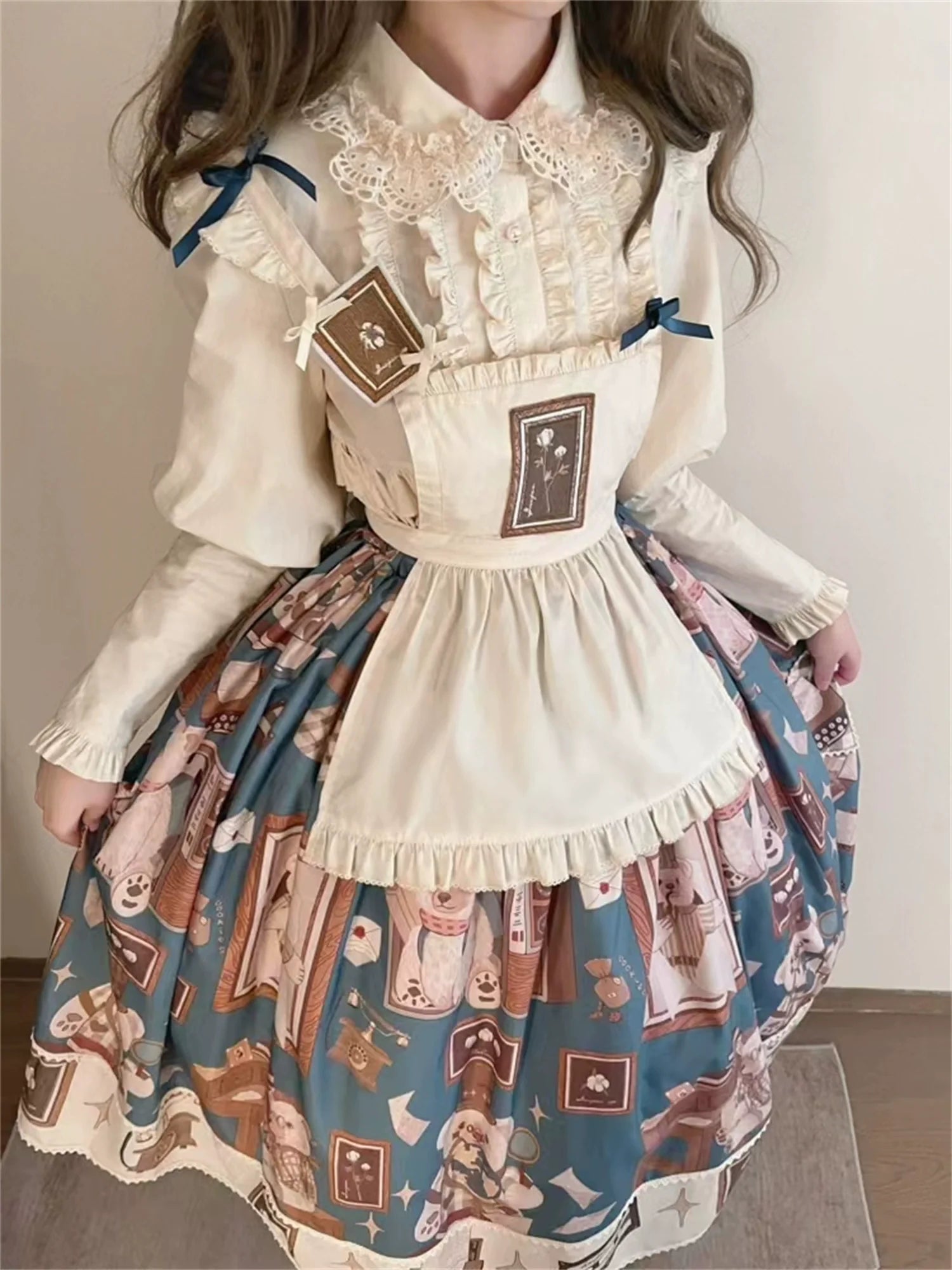 Babyblue - Gretel Bear - Vintage Lolita Dress Teddy Bear Prints Dress