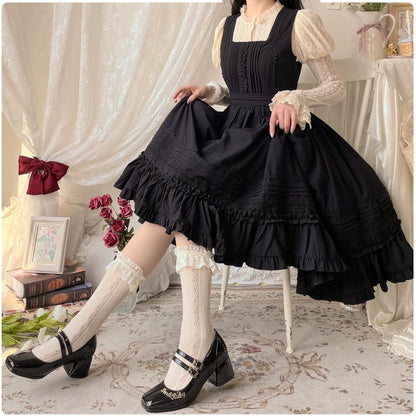 Tiny Garden - Nocturne Reminiscence - Elegant Lolita JSK Dress Multi-Wear Apron Dress Set