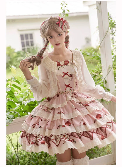 With PUJI - Apple Orchard - Country Lolita SK Embroidered Twins Lolita Top Skirt