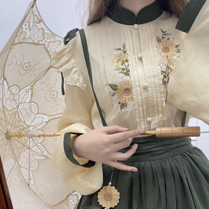 Meow Jun - Sunflower Appointment - Chinese Style Skirt and Blouse