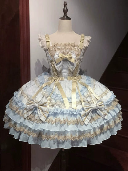 Hanguliang - Gilded Memories - Princess Lolita Jumper Dress, Tiered Ruffles