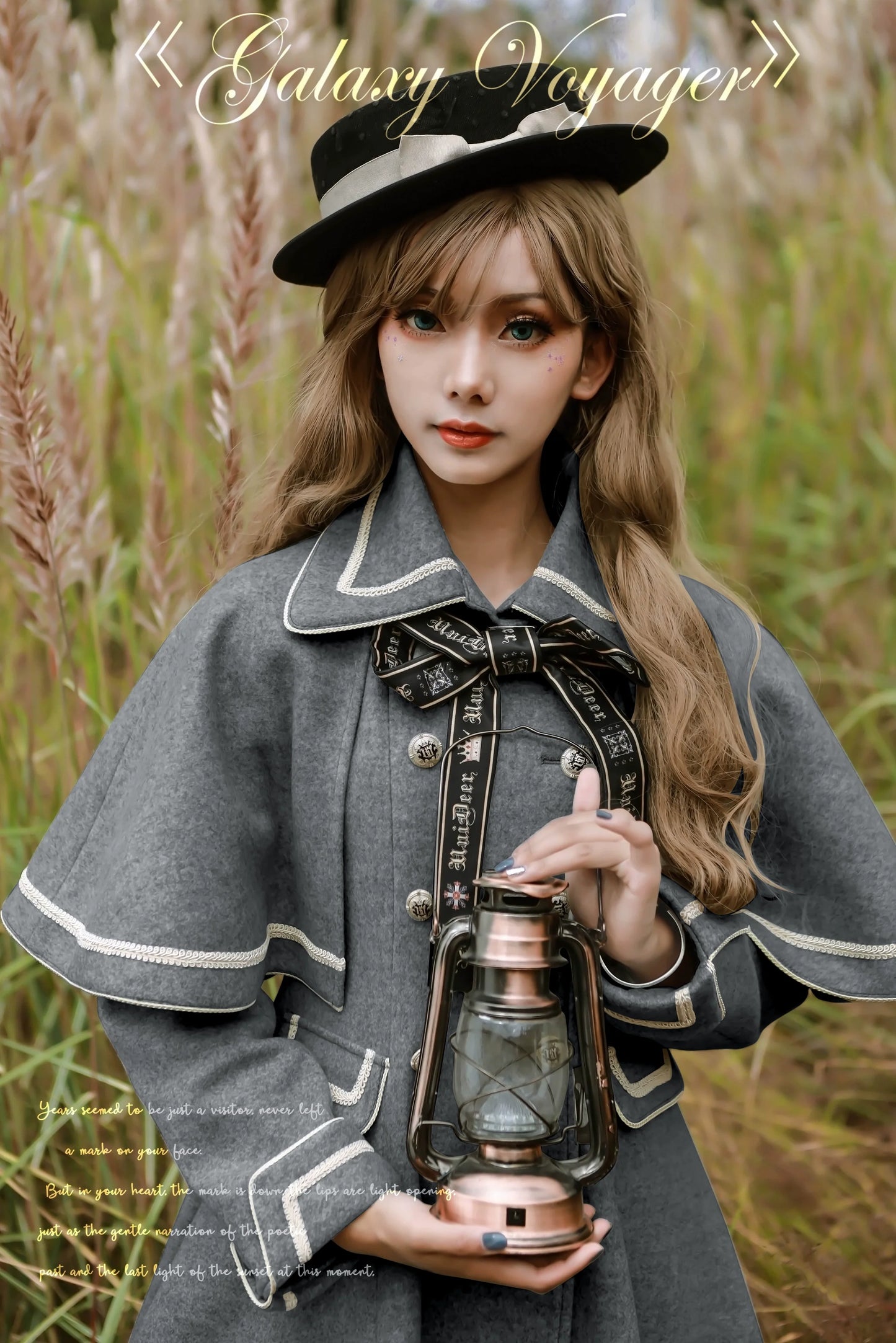 Unideer - Galaxy Traveler - Classic School Lolita Overcoat with Detachable Cape and Bow