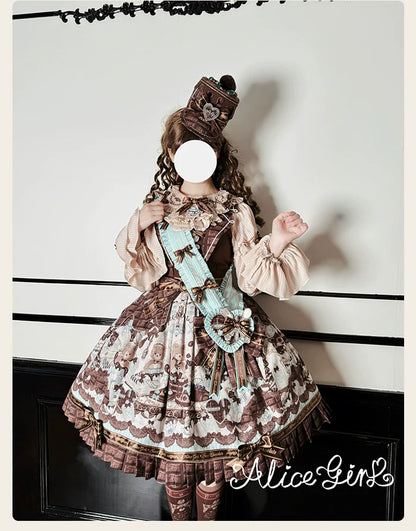 Alice Girl - Bear Chocolate Bar - Kawaii Lolita JSK & Salopette Dress