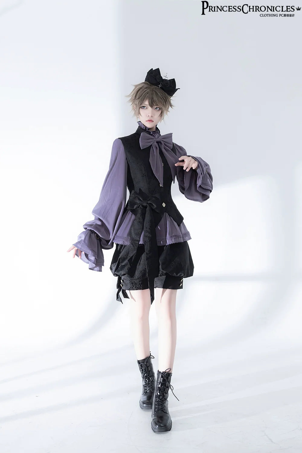 Princess Chronicles - Rabbit Hunt 2.0 - Ouji Lolita Retro Cool Purple Shirt & Shorts Set