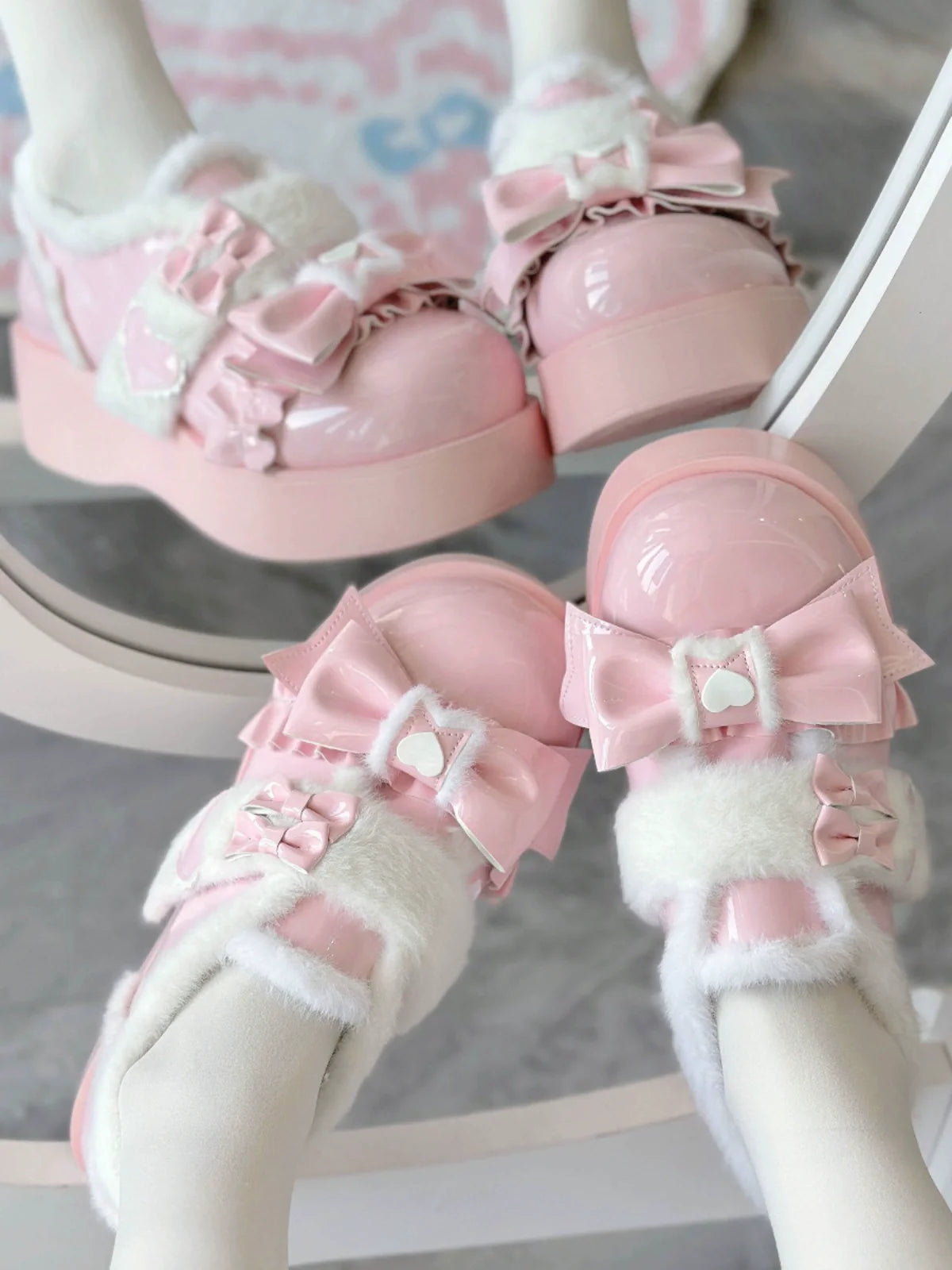 Puyuemeng - Cozy Cake - Winter Warm-lined Sweet Lolita Platform Shoes